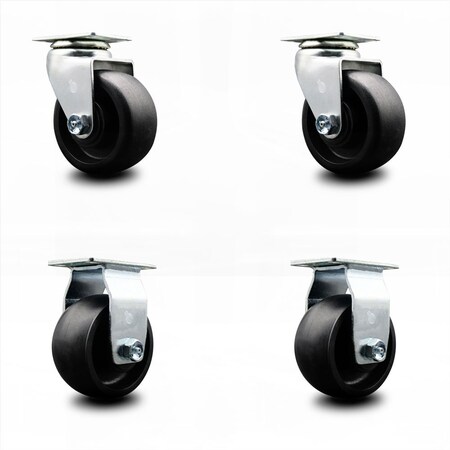 Service Caster 4 Inch Glass Filled Nylon Caster Set with Roller Bearings 2 Swivel 2 Rigid SCC SCC-20S420-GFNR-2-R-2